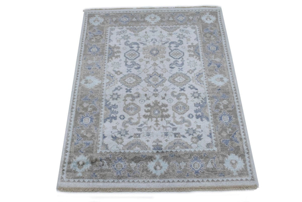 Muted Cream 4X6 Oushak Chobi Oriental Rug