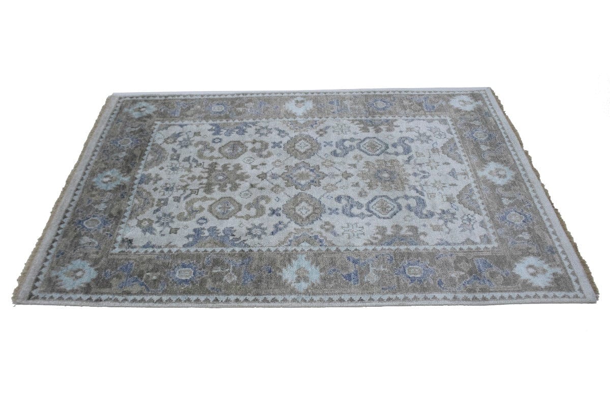 Muted Cream 4X6 Oushak Chobi Oriental Rug