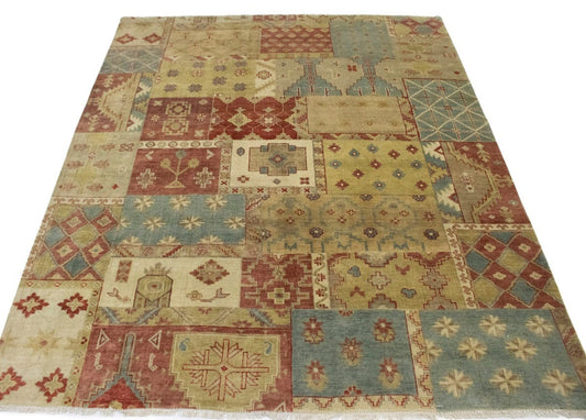 Multicolored Geometric 8X10 Patchwork Oriental Rug