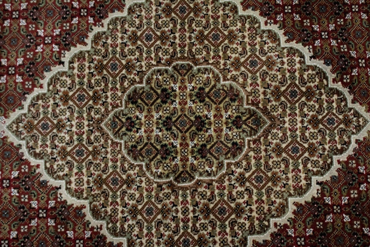 Red Floral Geometric 6'8X8'5 Tabriz Fish Mahi Oriental Rug