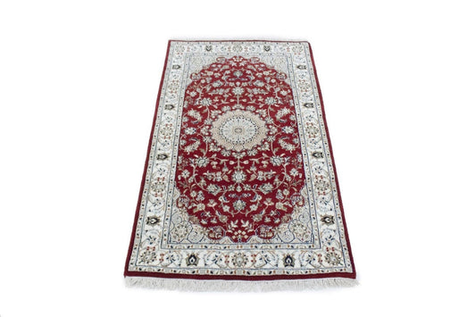 Red Floral 3X5 Indo-Nain Oriental Rug