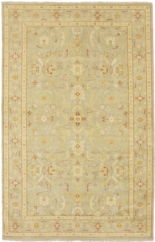 Tan Floral 6X9'5 Transitional Oriental Rug