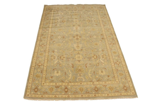 Tan Floral 6X9'5 Transitional Oriental Rug