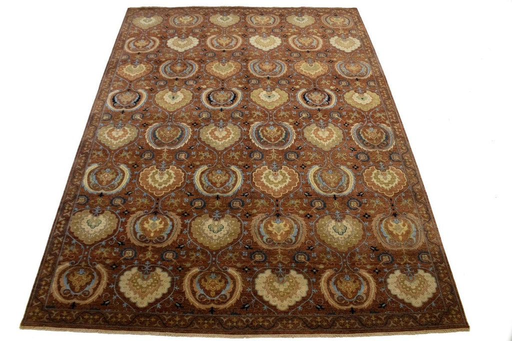 Cinnamon Brown Floral 9X12'6 Osh Chobi Peshawar Oriental Rug