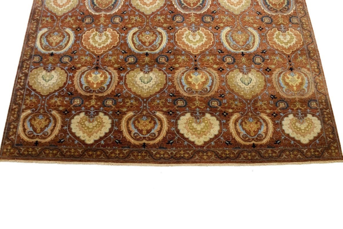 Cinnamon Brown Floral 9X12'6 Osh Chobi Peshawar Oriental Rug