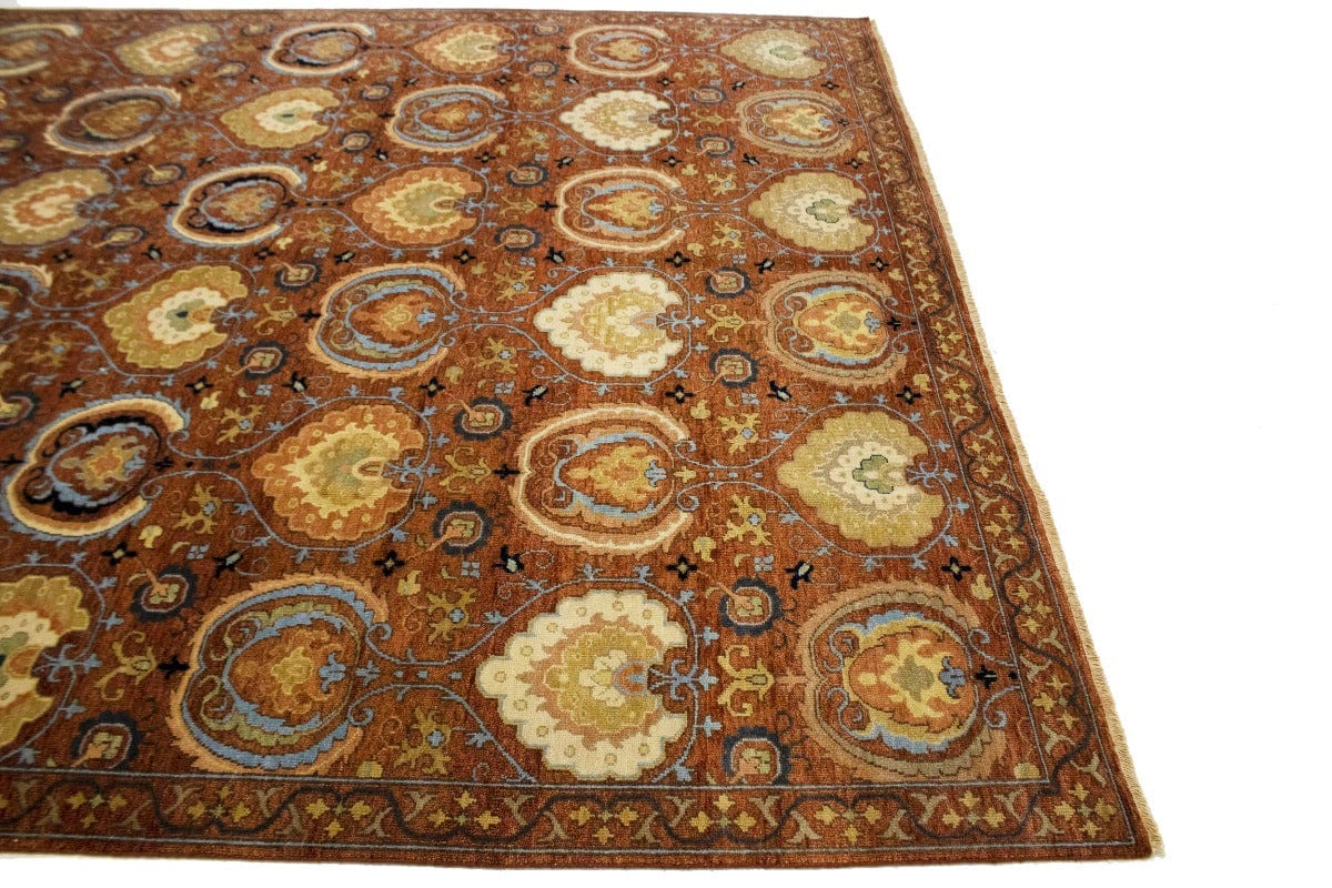 Cinnamon Brown Floral 9X12'6 Osh Chobi Peshawar Oriental Rug