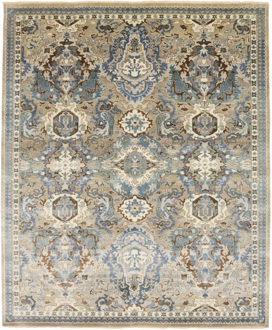 Silver Gray Floral 8X10 Osh Chobi Oriental Rug