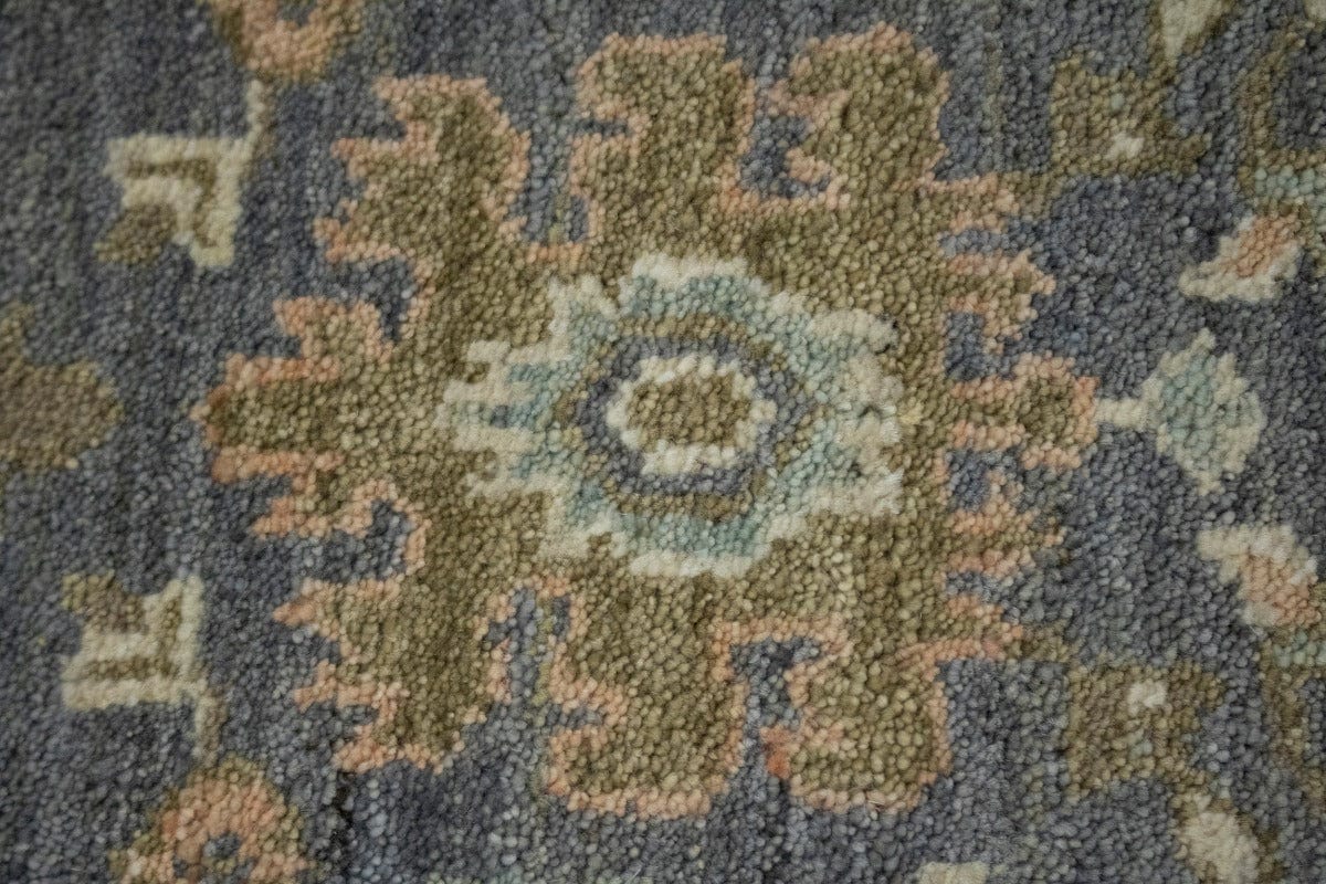 Gray Floral 4X6 Oushak Chobi Oriental Rug