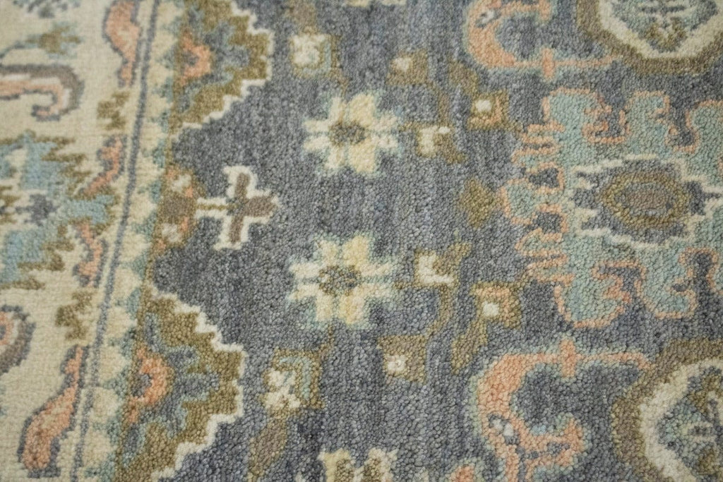 Gray Floral 4X6 Oushak Chobi Oriental Rug