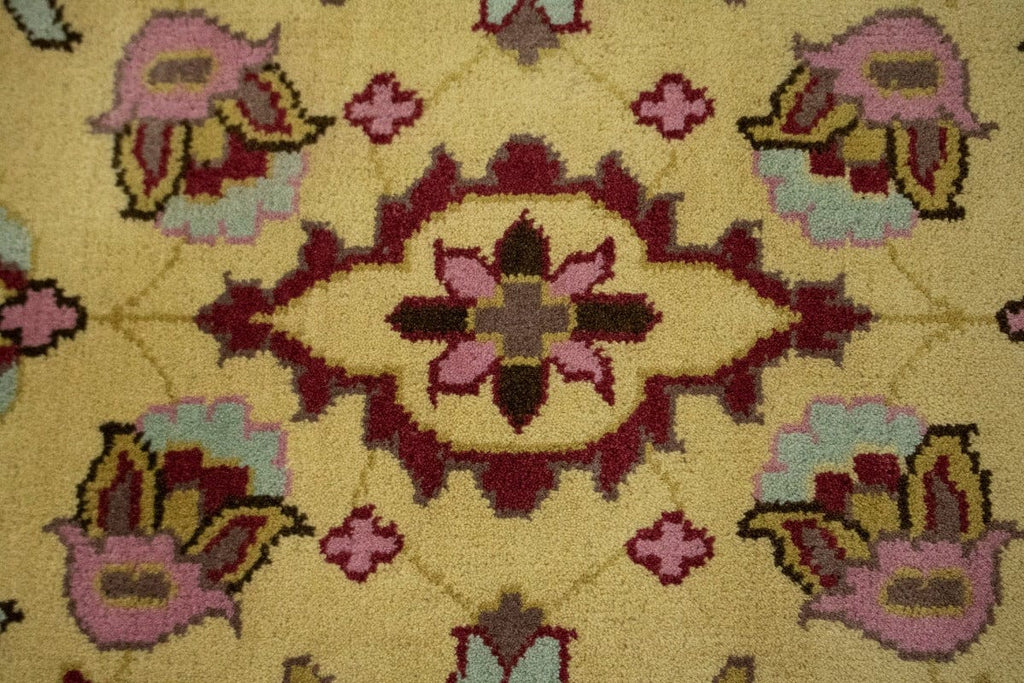 Buff Beige Floral 5'5X7'6 Oushak Chobi Oriental Rug