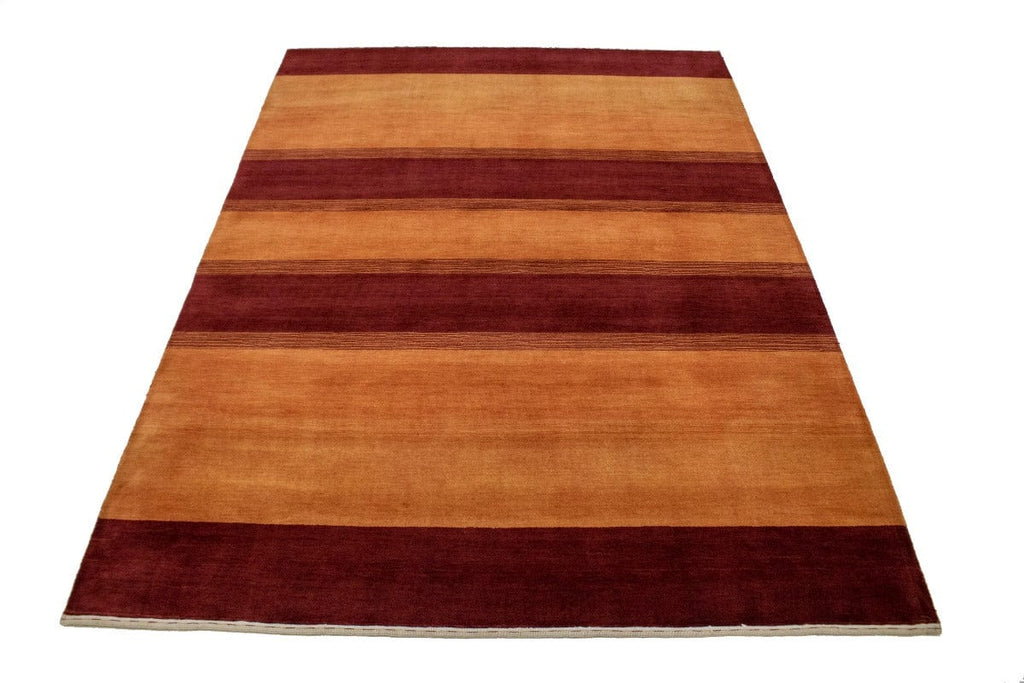 Bright Crimson Modern Stripes 6X8 Gabbeh Oriental Rug