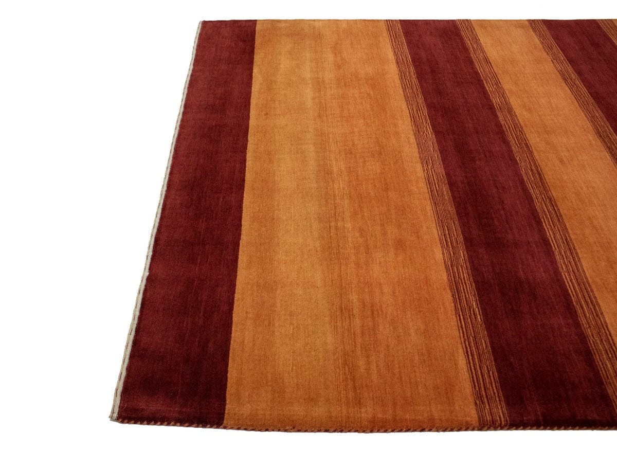 Bright Crimson Modern Stripes 6X8 Gabbeh Oriental Rug