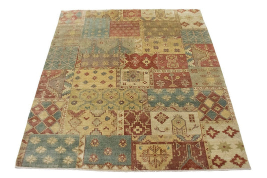 Multicolored Geometric 8X10 Patchwork Oriental Rug