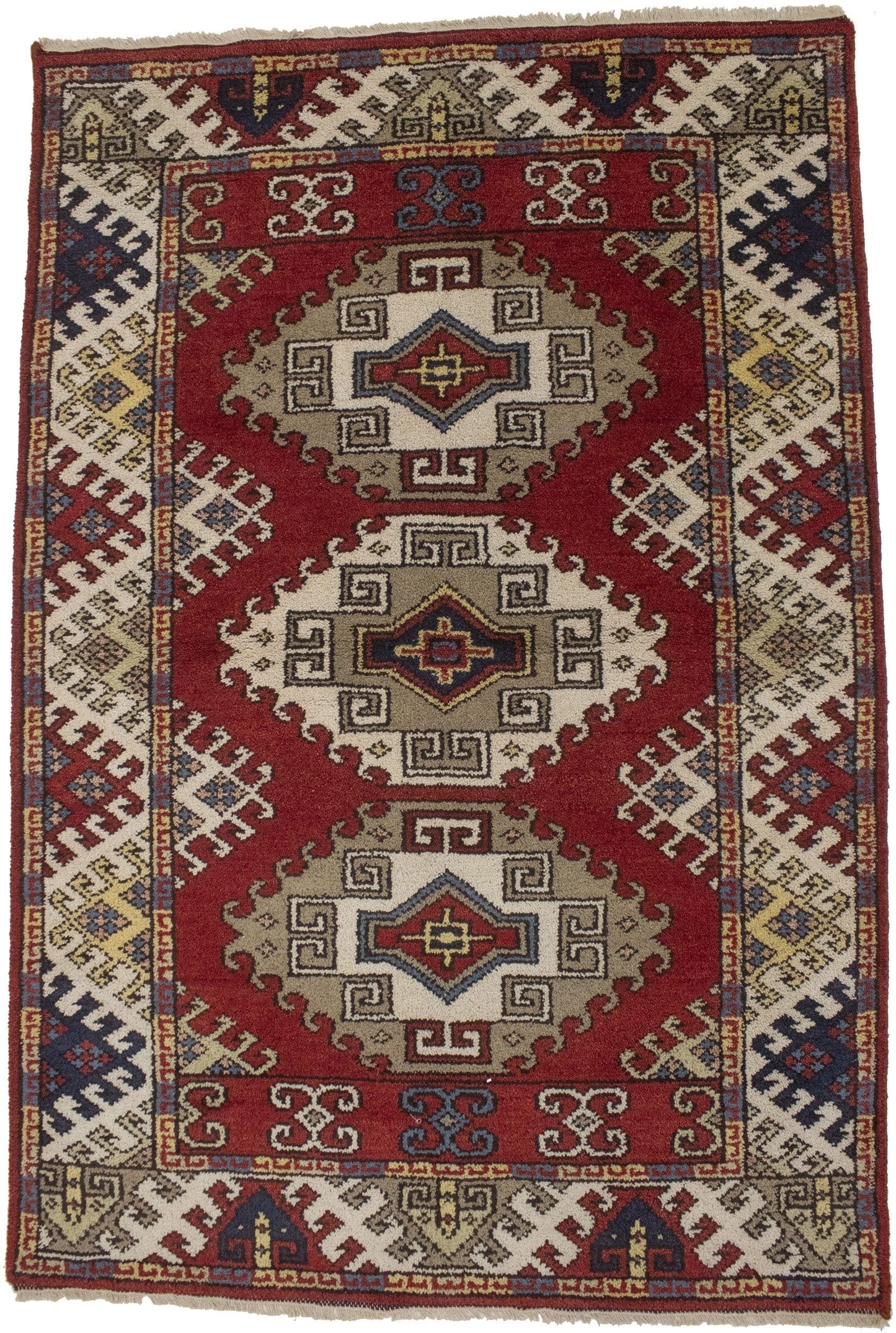 Geometric Red 4X6 Kazak Oriental Rug