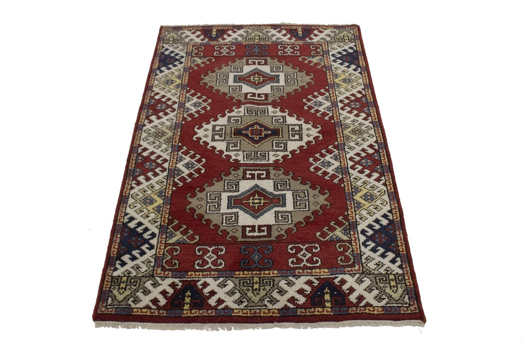 Geometric Red 4X6 Kazak Oriental Rug