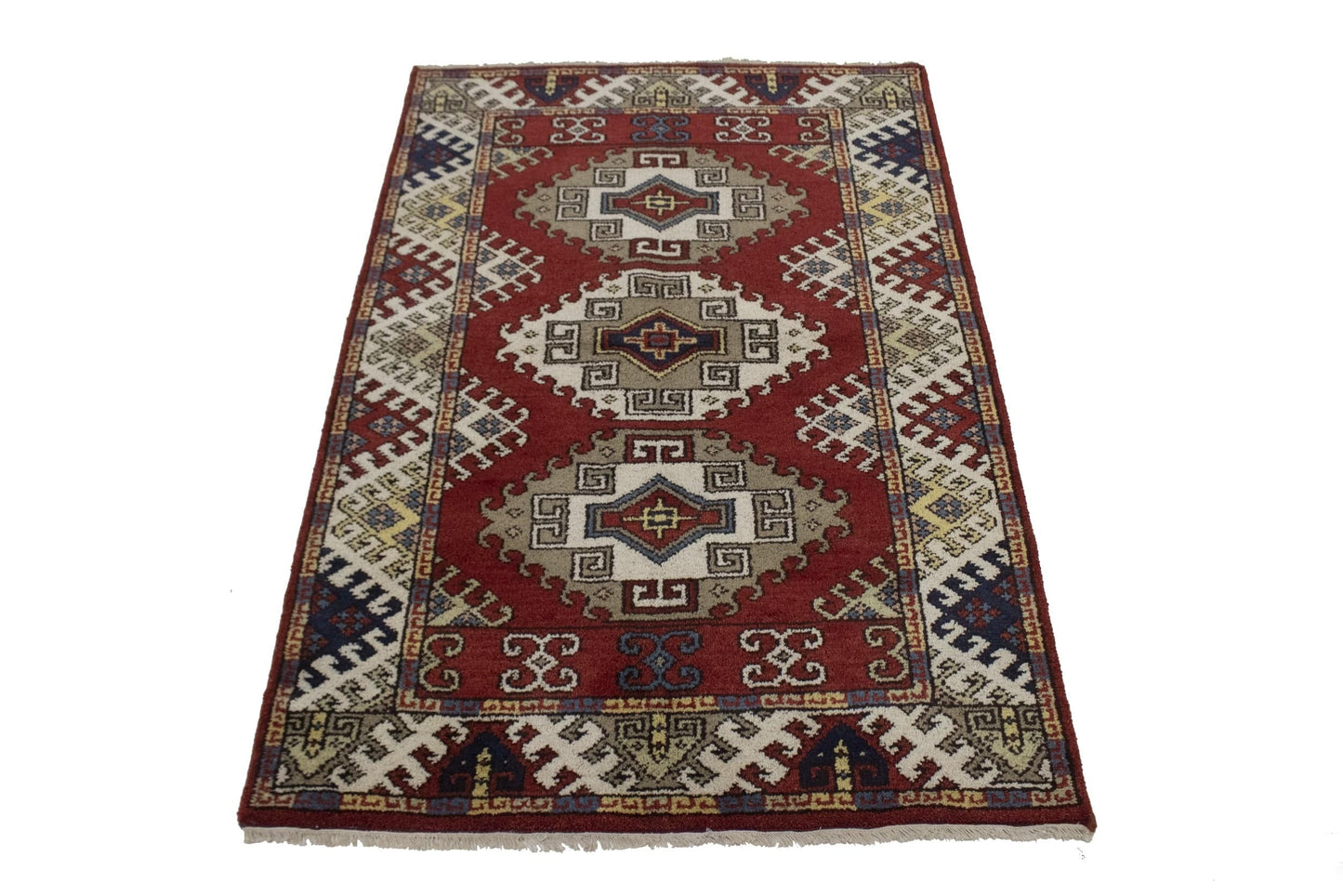 Geometric Red 4X6 Kazak Oriental Rug