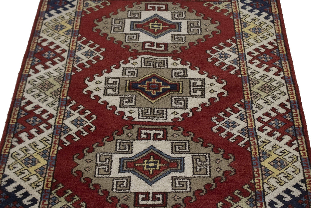 Geometric Red 4X6 Kazak Oriental Rug