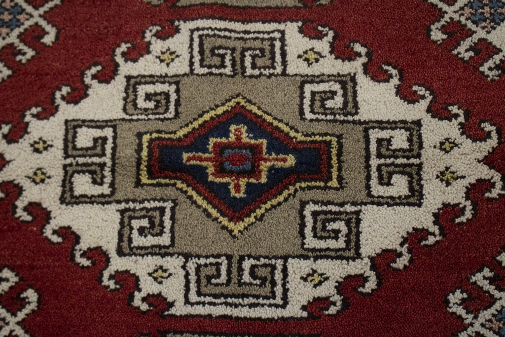 Geometric Red 4X6 Kazak Oriental Rug
