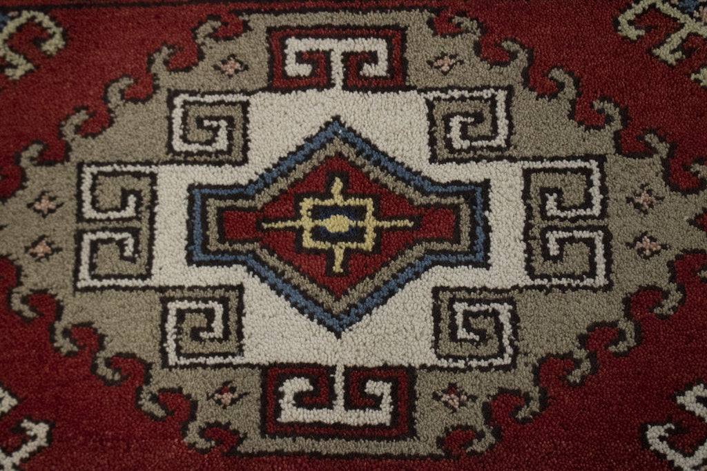 Geometric Red 4X6 Kazak Oriental Rug