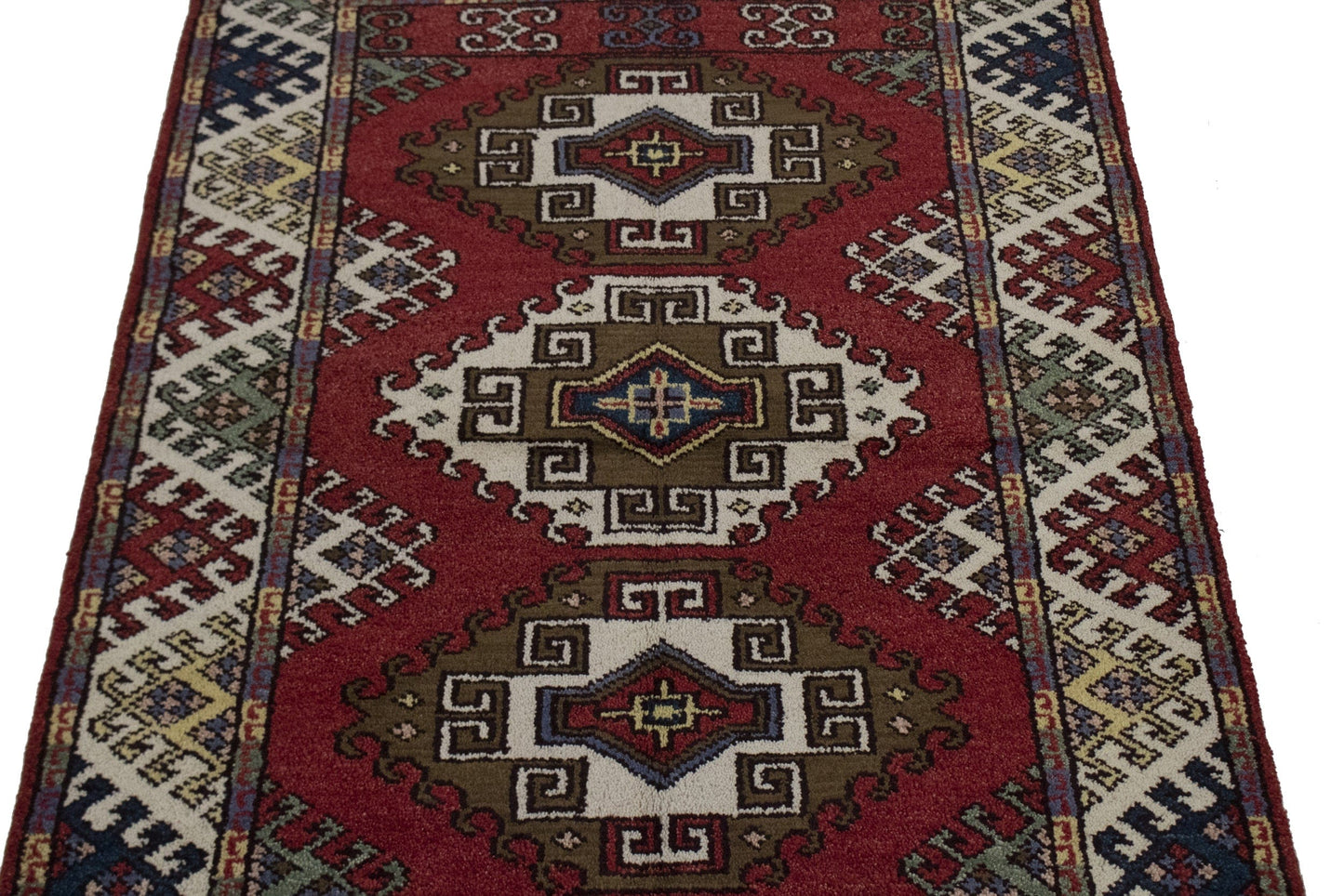 Geometric Red 4X6 Kazak Oriental Rug