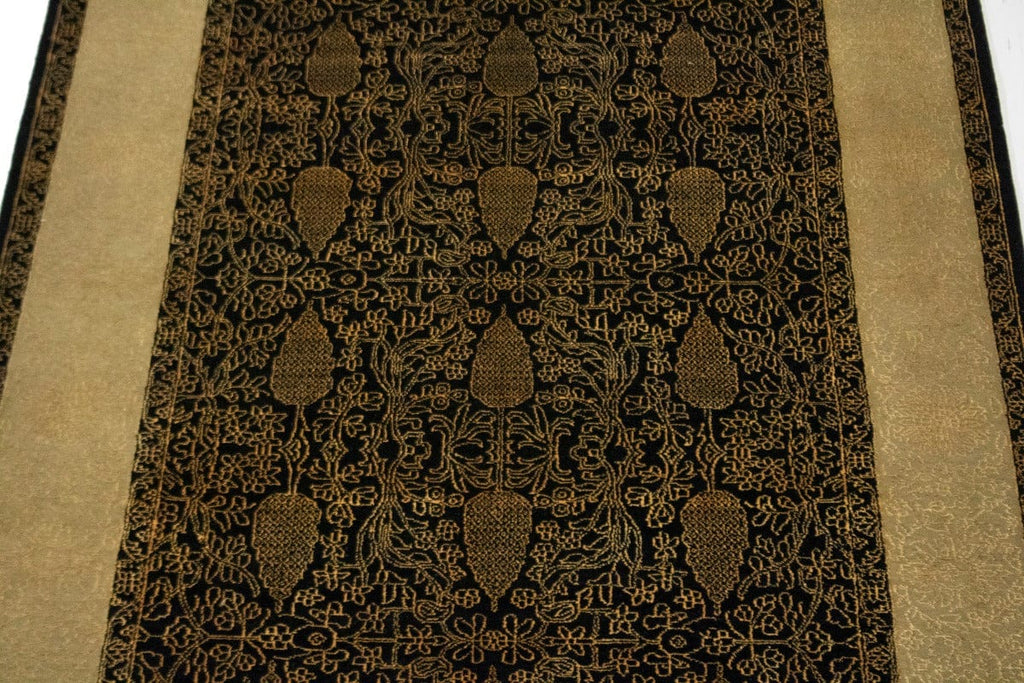 Black Floral 5X8 Modern Oriental Rug