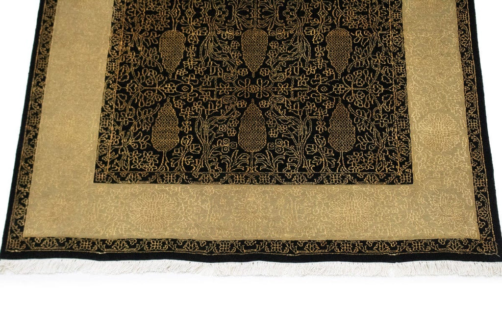 Black Floral 5X8 Modern Oriental Rug