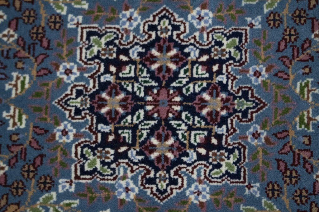 Teal Blue Floral Kirman 3X3 Oriental Rug