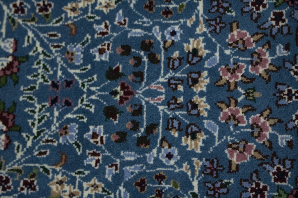 Teal Blue Floral Kirman 4X6 Oriental Rug