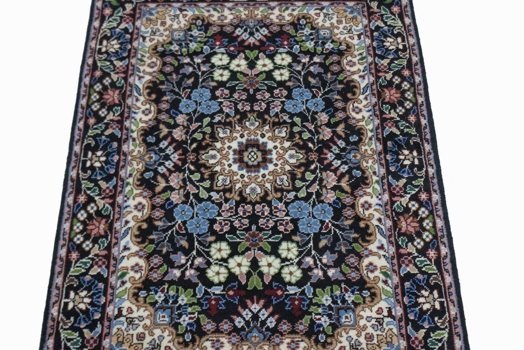 Black Floral Kirman 3X4 Oriental Rug