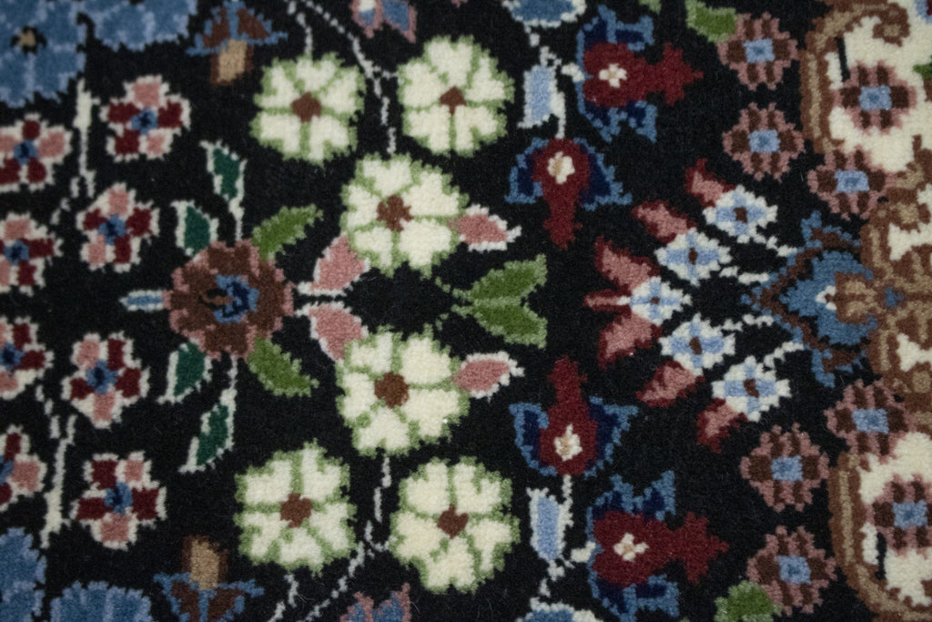 Black Floral Kirman 3X4 Oriental Rug