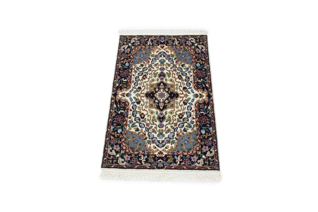 Cream Floral Kirman 2X3 Oriental Rug