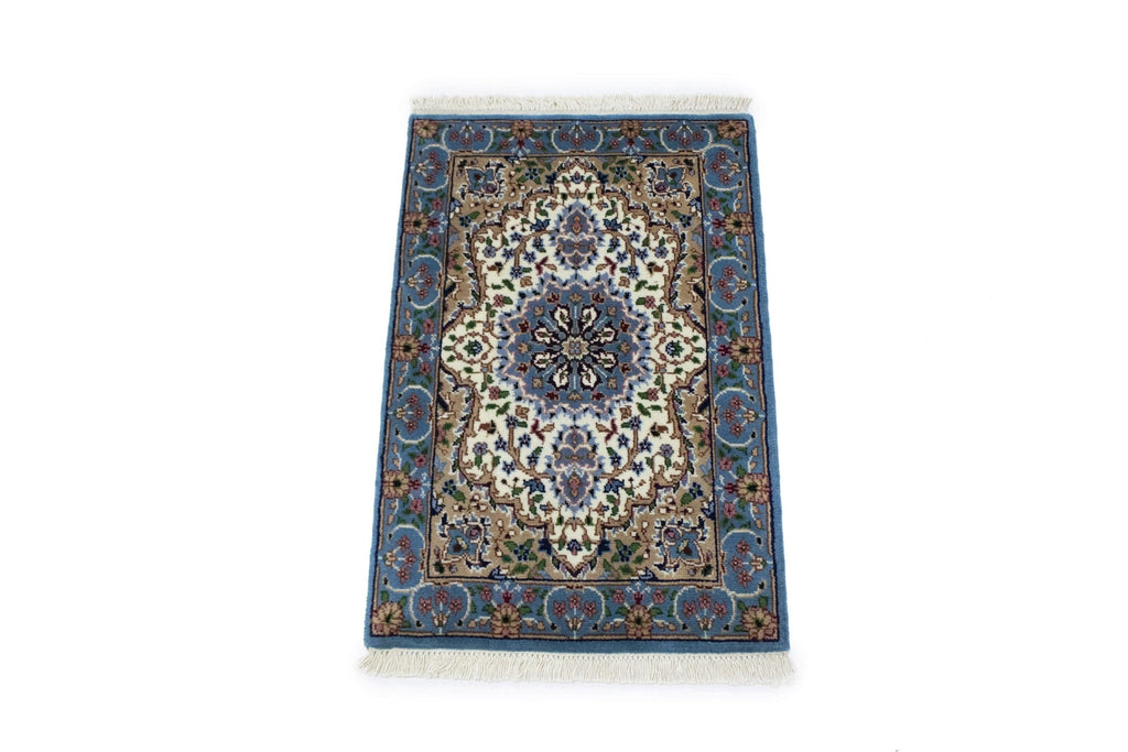 Cream Floral Kirman 2X3 Oriental Rug