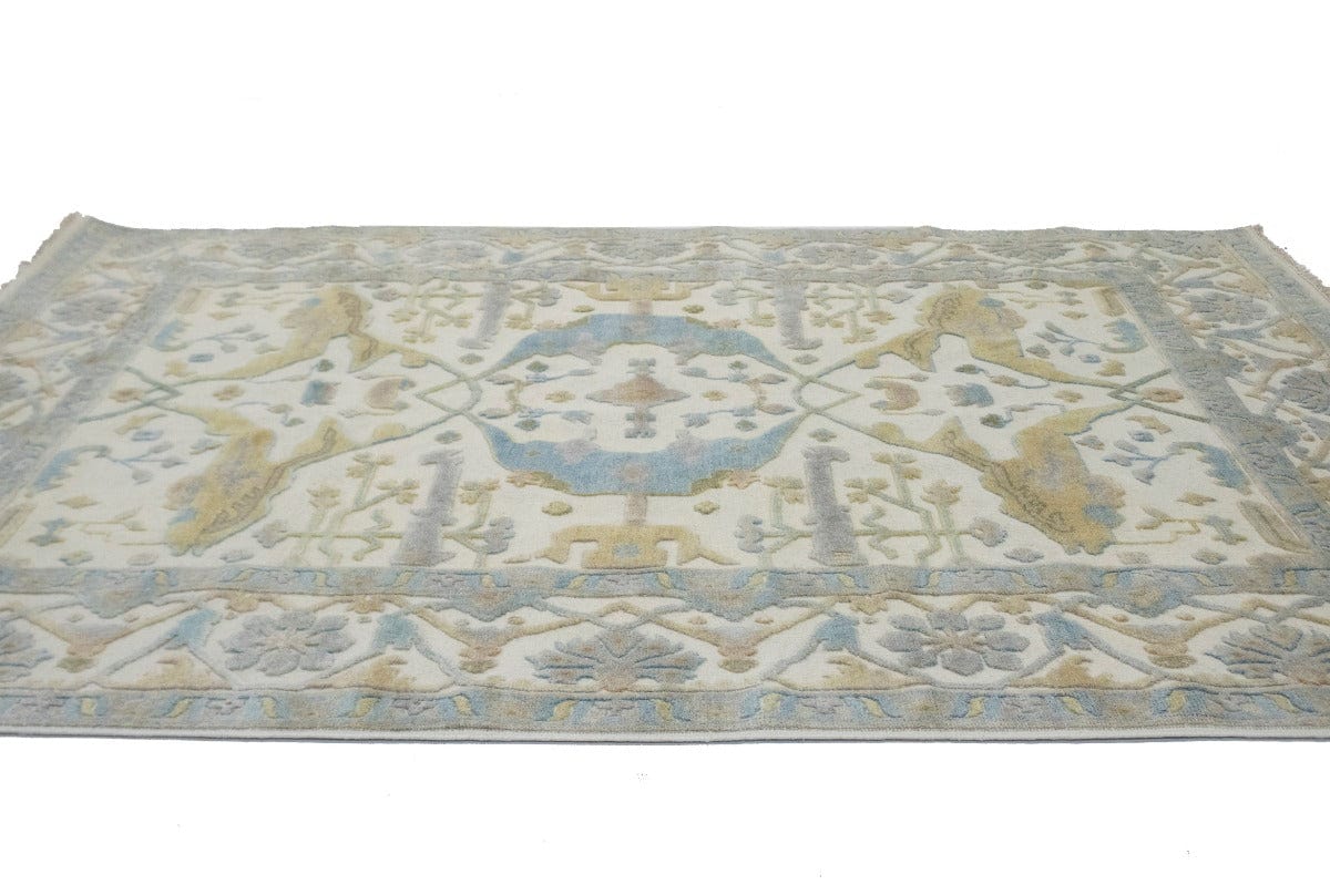 Cream Floral Traditional 8X10 Casual Oushak Oriental Rug