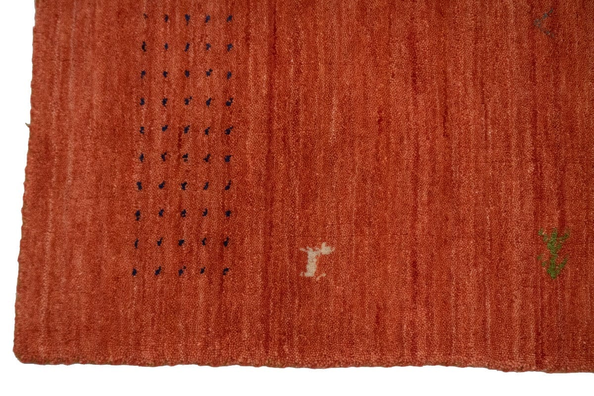 Vermillion Orange Solid Tribal 4X6 Lori Gabbeh Oriental Rug