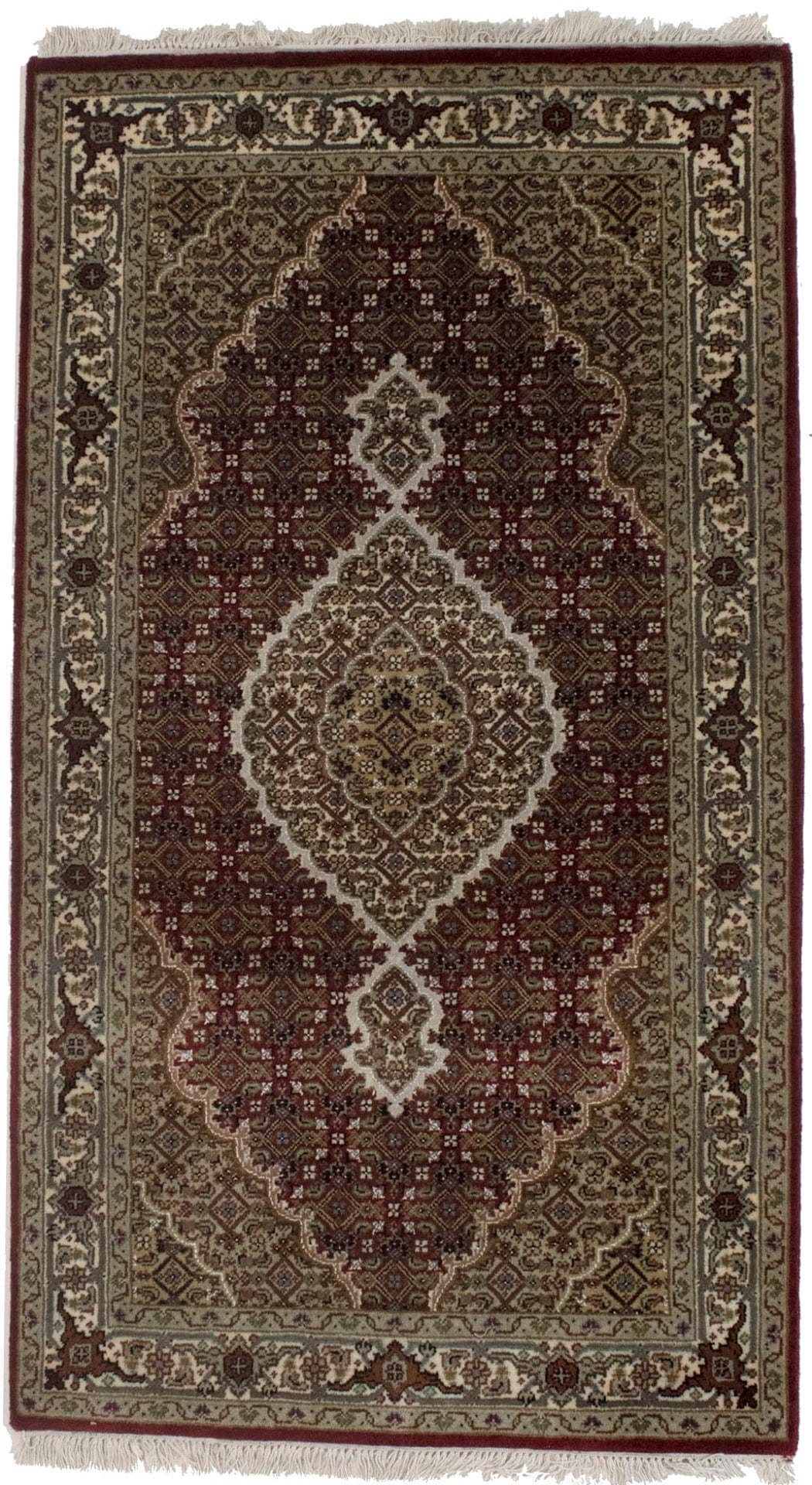 Red Floral Geometric 3X5 Tabriz Fish Mahi Oriental Rug