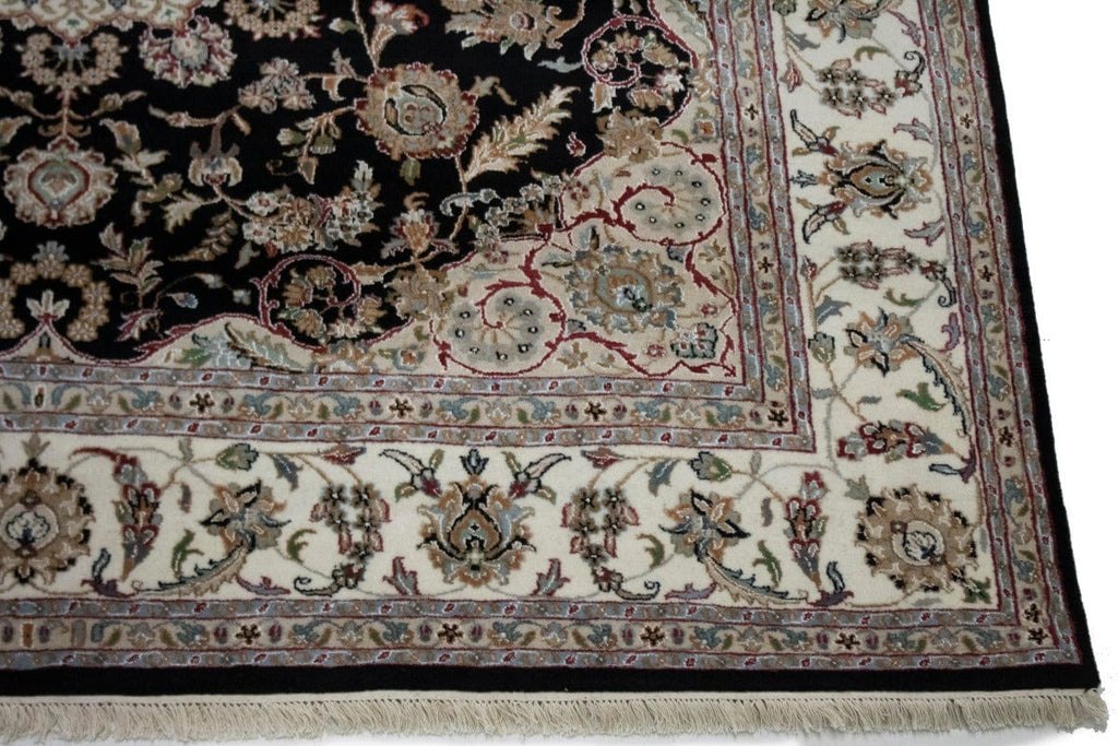 Black Floral Nain 8X8 Oriental Square Rug