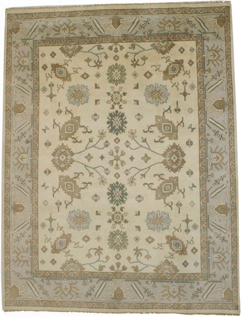 Cream Tan Floral 9X12 Oushak Chobi Oriental Rug