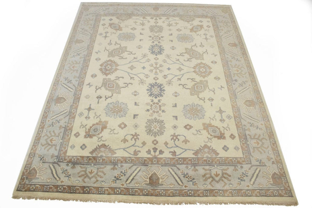 Cream Tan Floral 9X12 Oushak Chobi Oriental Rug