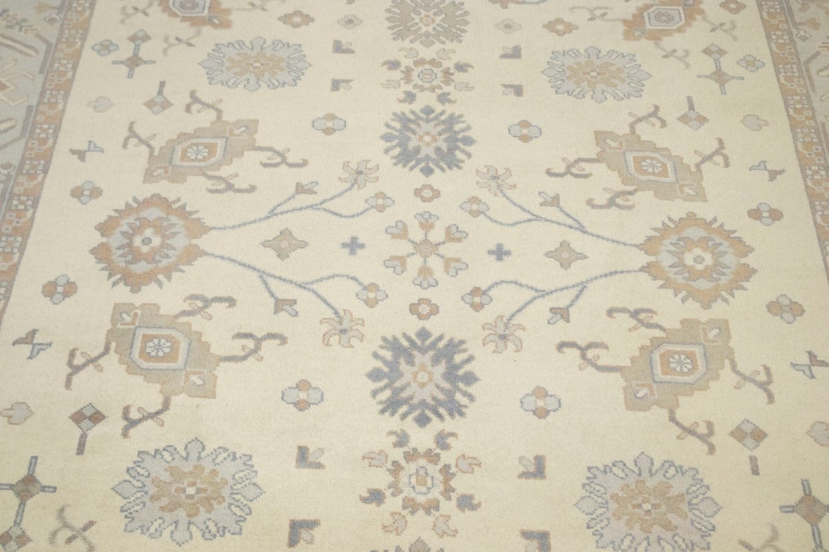 Cream Tan Floral 9X12 Oushak Chobi Oriental Rug