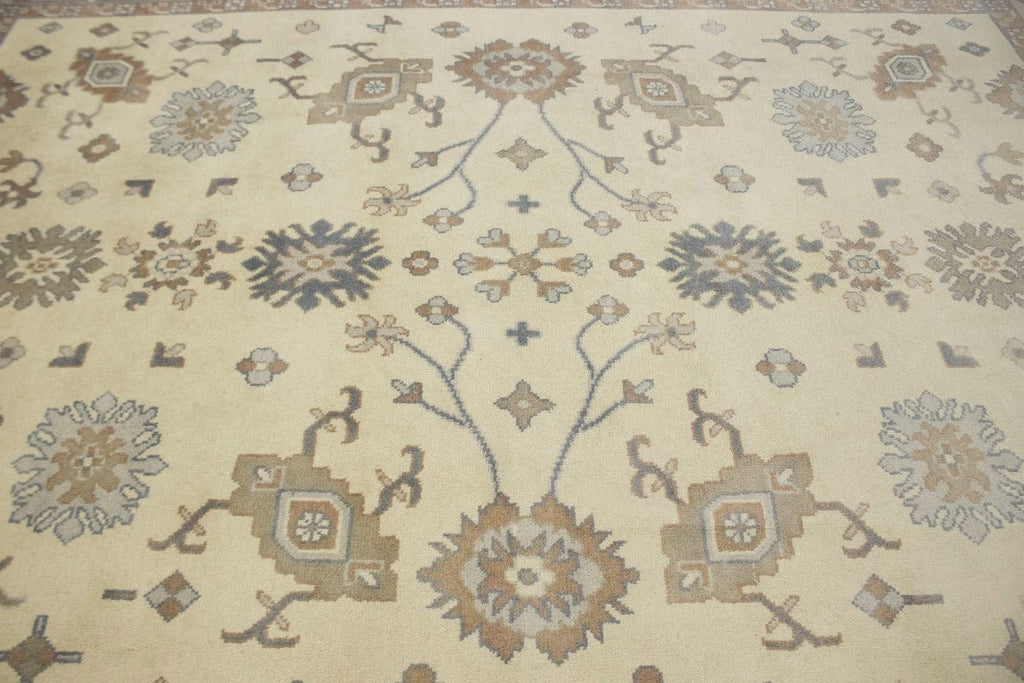 Cream Tan Floral 9X12 Oushak Chobi Oriental Rug