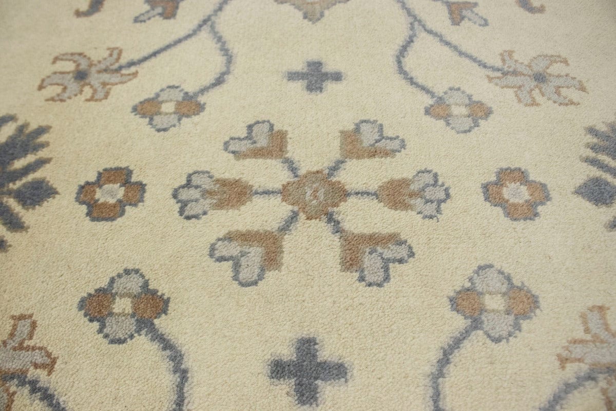 Cream Tan Floral 9X12 Oushak Chobi Oriental Rug