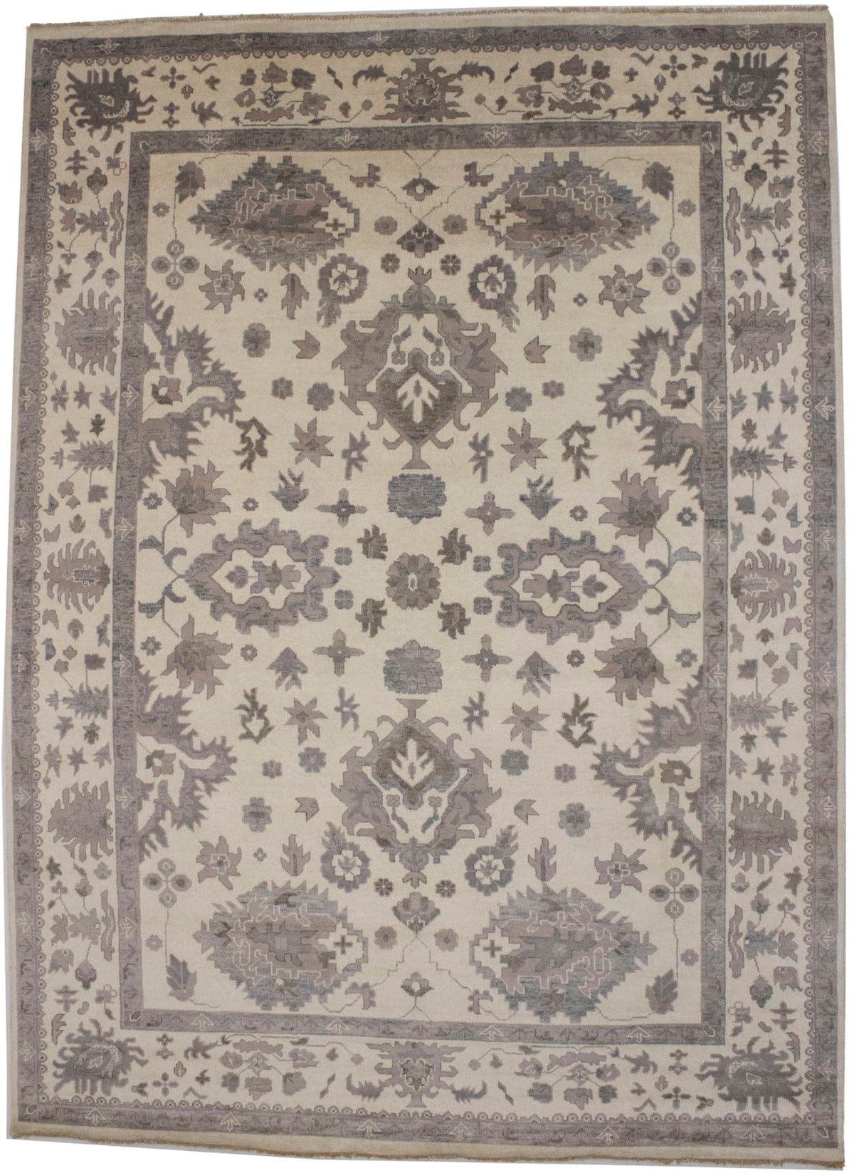 Cream Floral Traditional 10X14 Oushak Chobi Oriental Rug