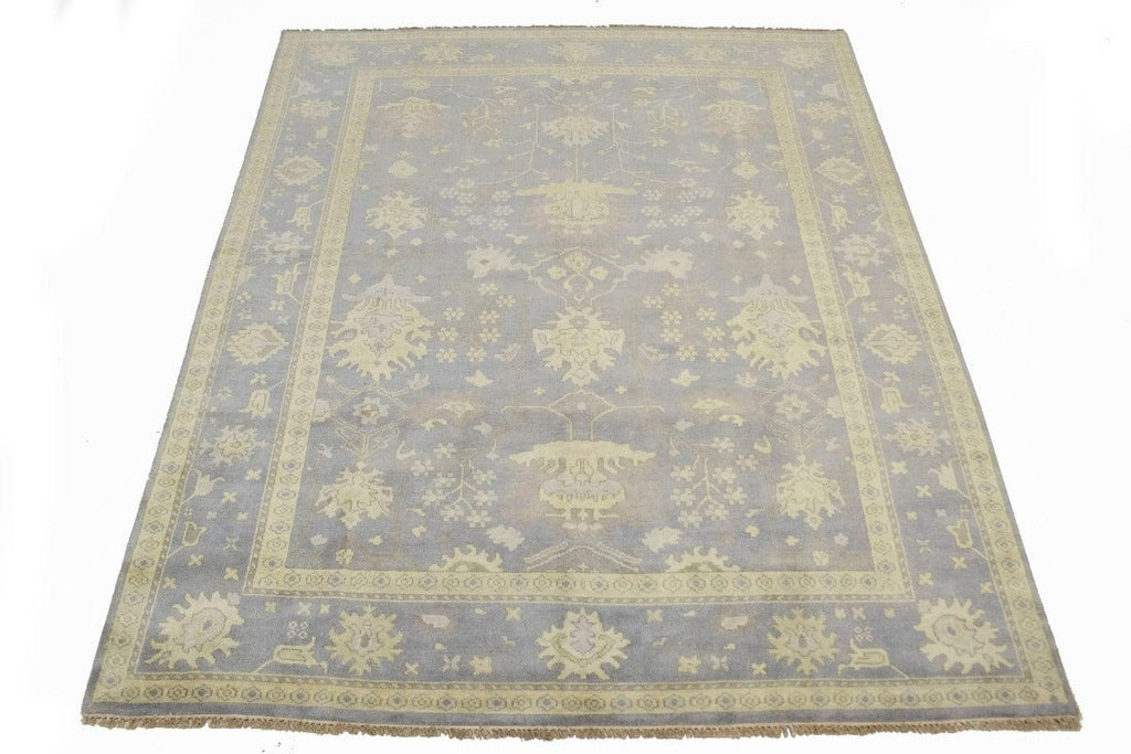 Light Gray Floral 8X10 Oushak Chobi Oriental Rug