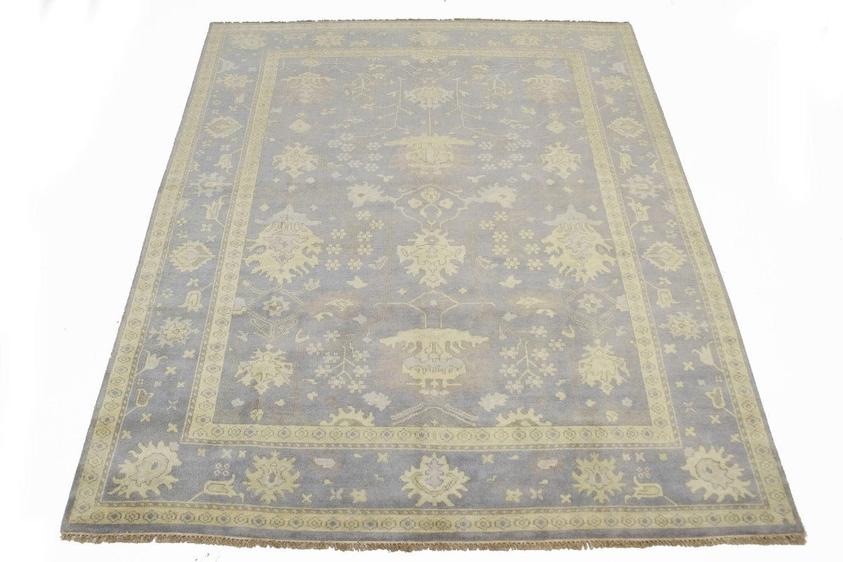 Light Gray Floral 8X10 Oushak Chobi Oriental Rug