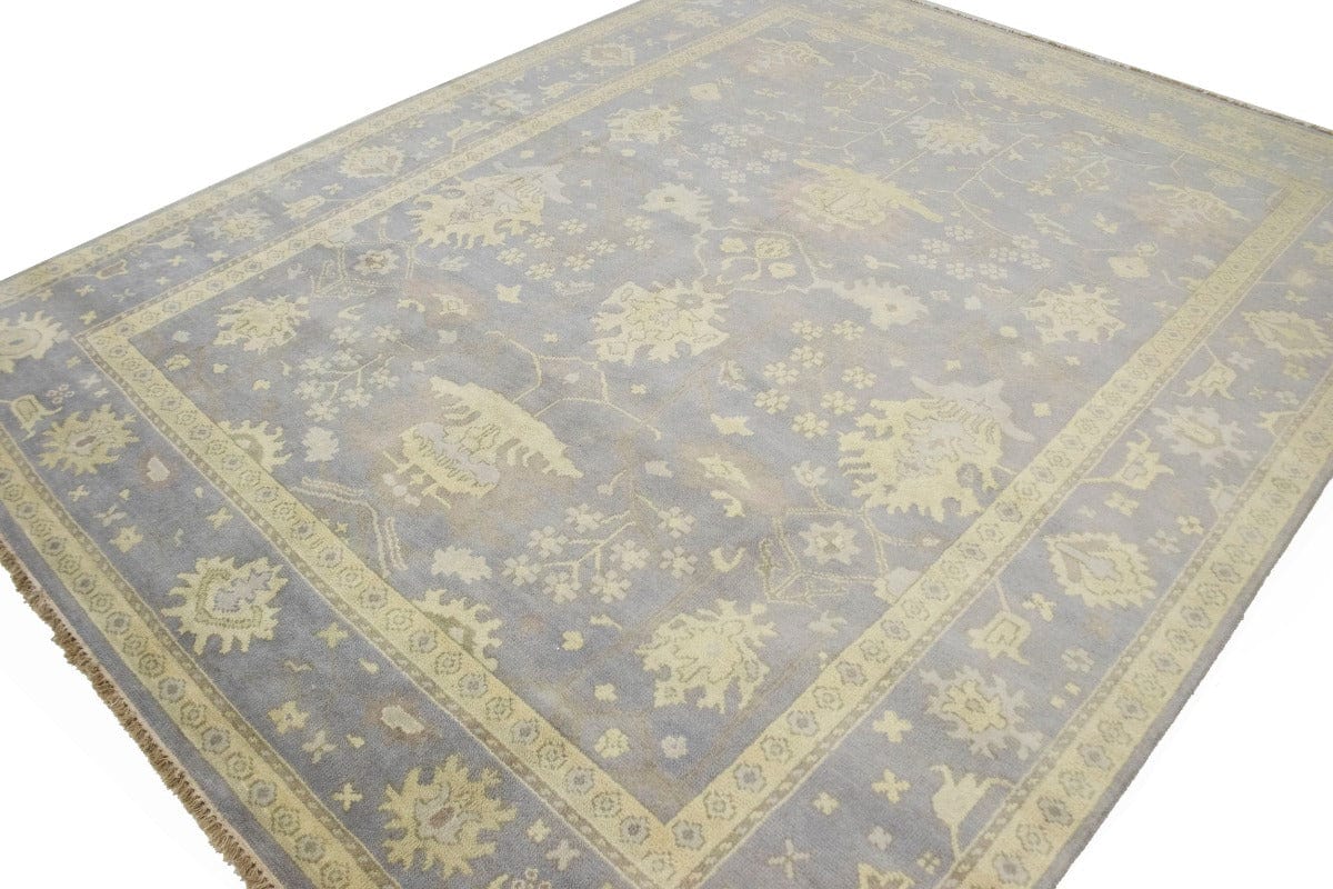 Light Gray Floral 8X10 Oushak Chobi Oriental Rug