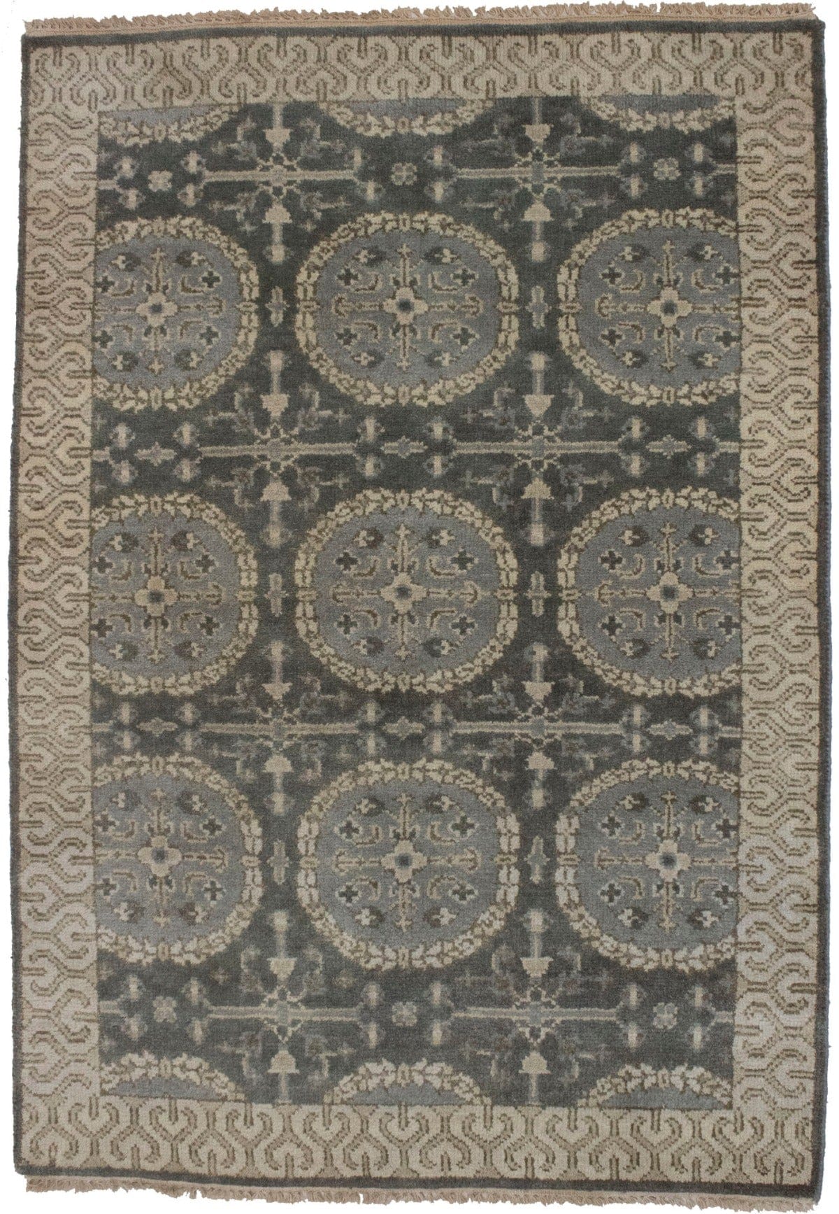 Green Slate Floral 4X6 Oushak Chobi Oriental Rug