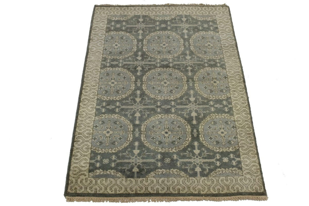 Green Slate Floral 4X6 Oushak Chobi Oriental Rug