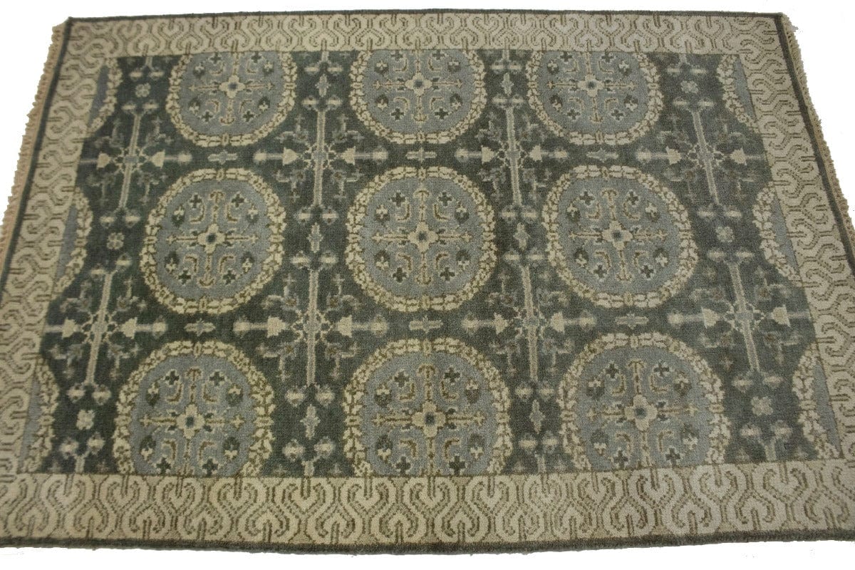 Green Slate Floral 4X6 Oushak Chobi Oriental Rug