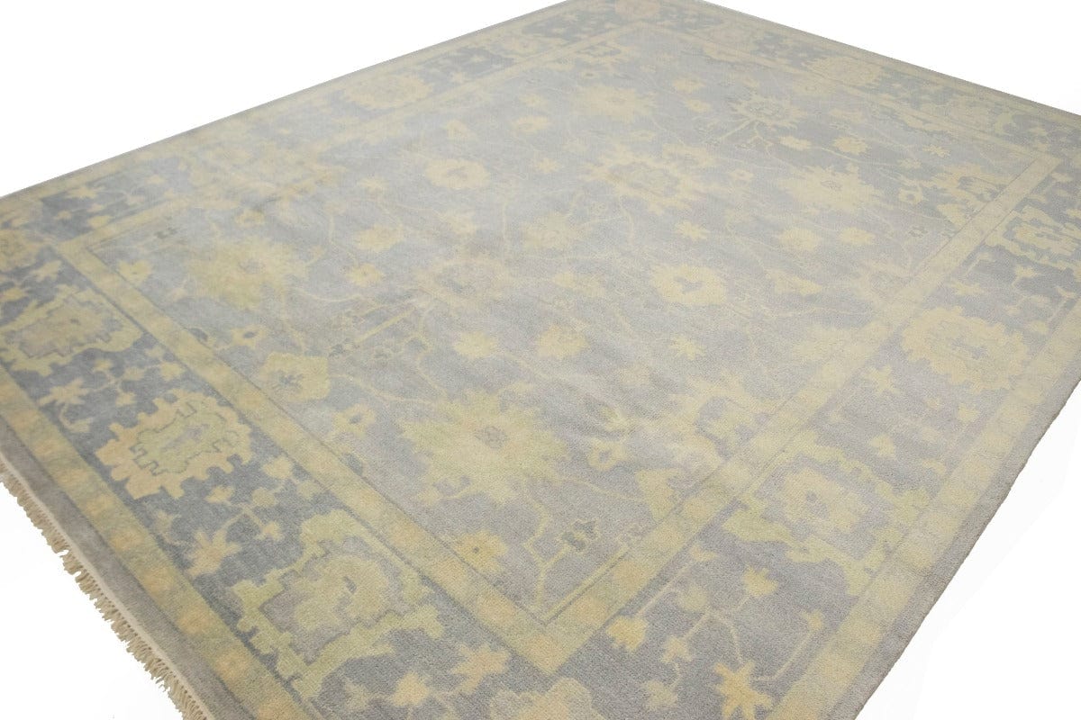 Gray Floral 9X12 Oushak Chobi Oriental Rug