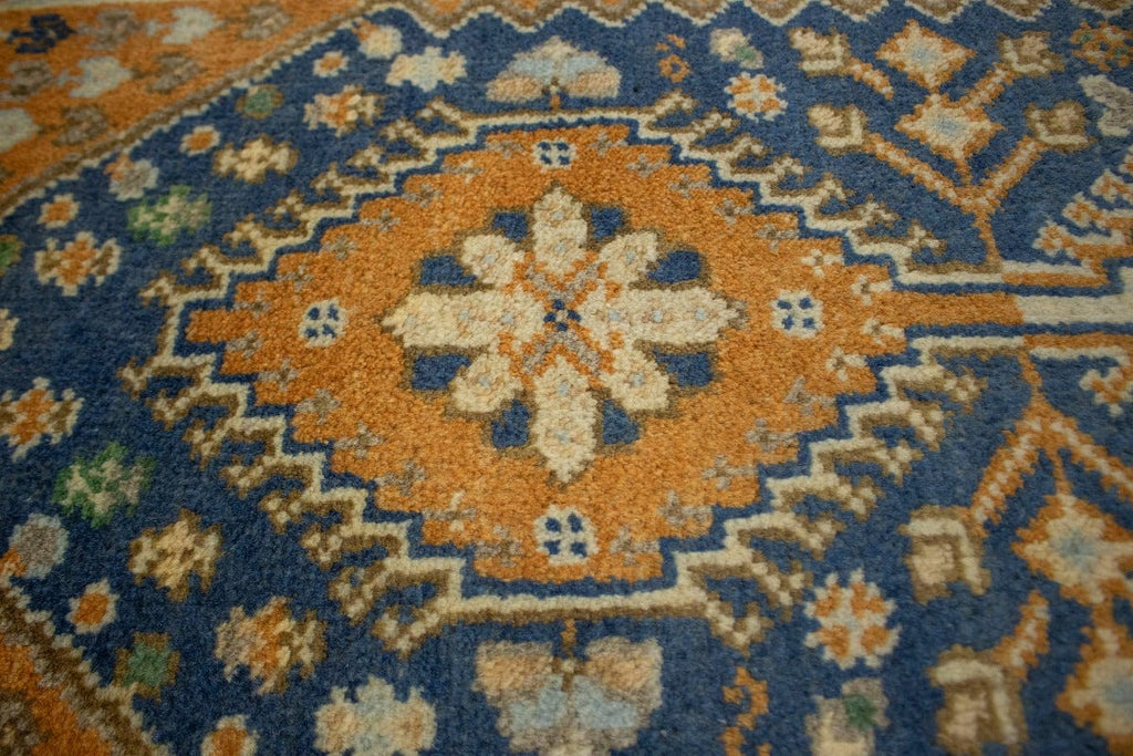 Blue & Orange Geometric 3X6 Indo-Yalameh Oriental Rug